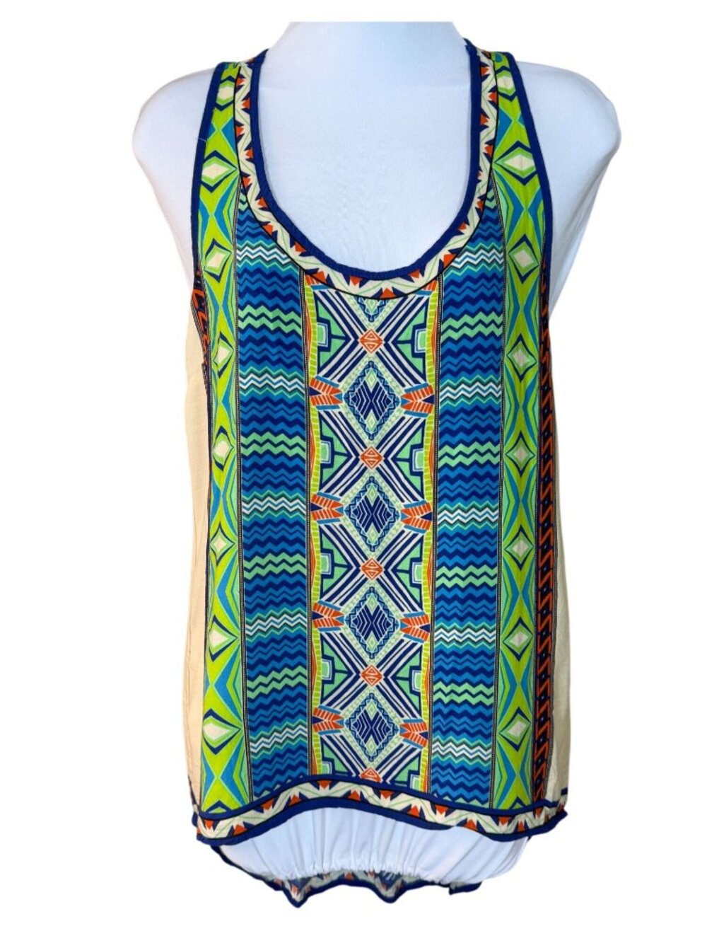 Flying Tomato Sleeveless Scoop Neck Tribal Print Hi-Low Tank Medium